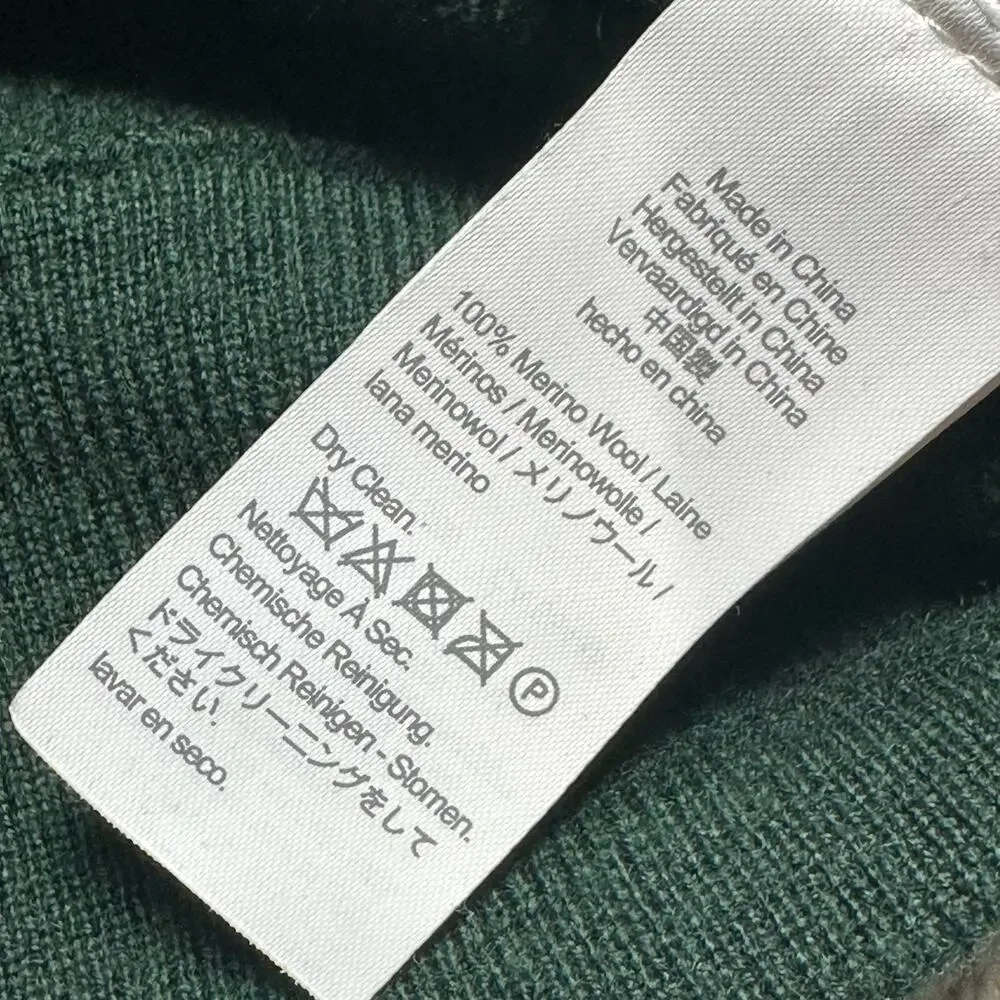 Mens Wallace & Barnes Sweater By J Crew XS 100% Merino Wool Green Sweater XS